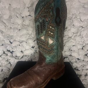 Corral Turquoise and Brown Cowboy Boots
